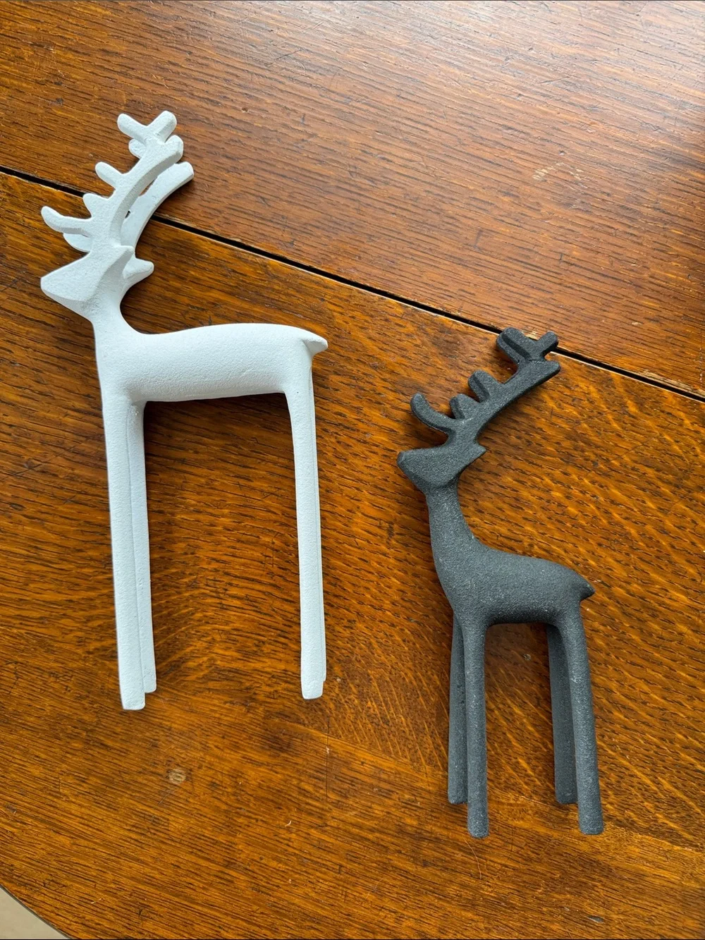Set of Crate and Barrel White and Black Metal Reindeer